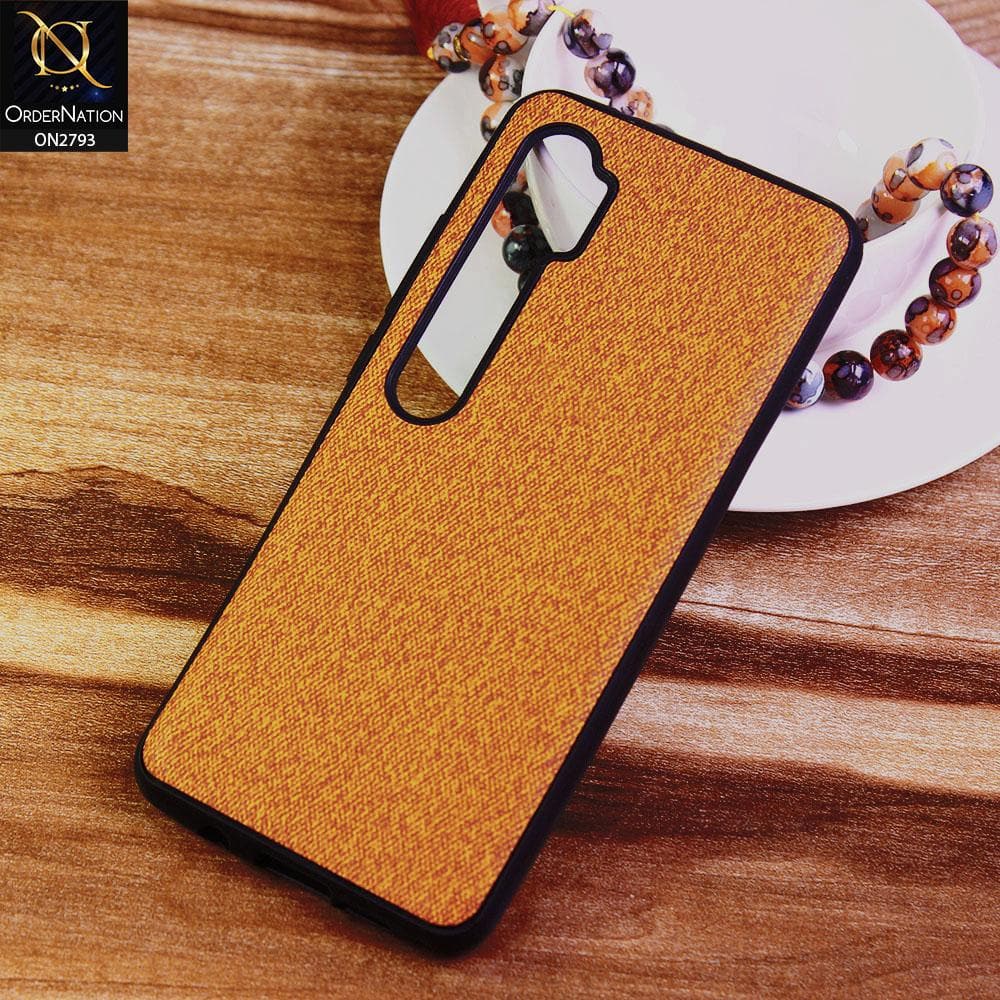 Xiaomi Mi CC9 Pro Cover - Mustard -  New Jeans Fabric Texture Leather Soft Case