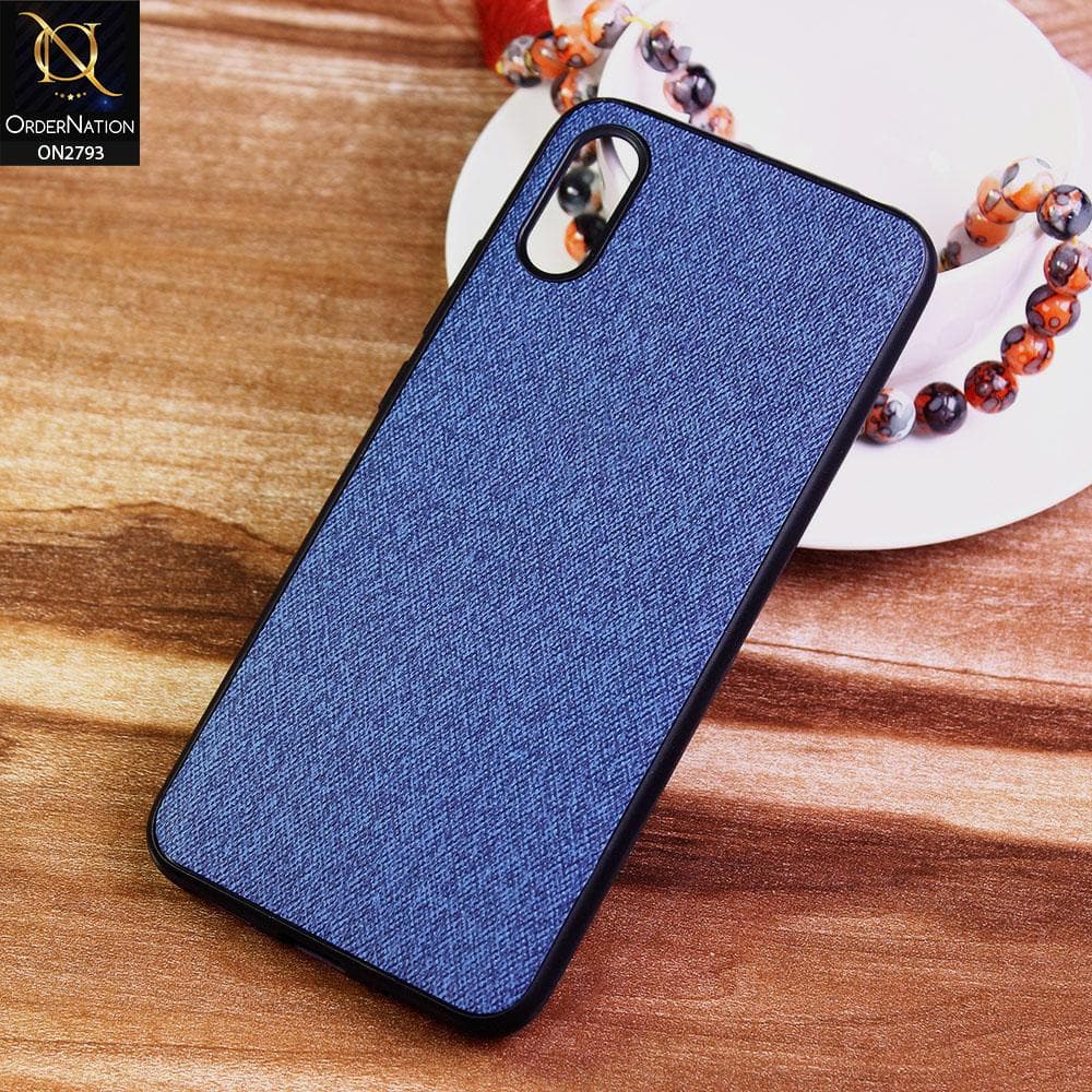 Xiaomi Redmi 9i Cover - Blue -  New Jeans Fabric Texture Leather Soft Case
