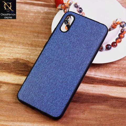 Xiaomi Redmi 9A Cover - Blue -  New Jeans Fabric Texture Leather Soft Case