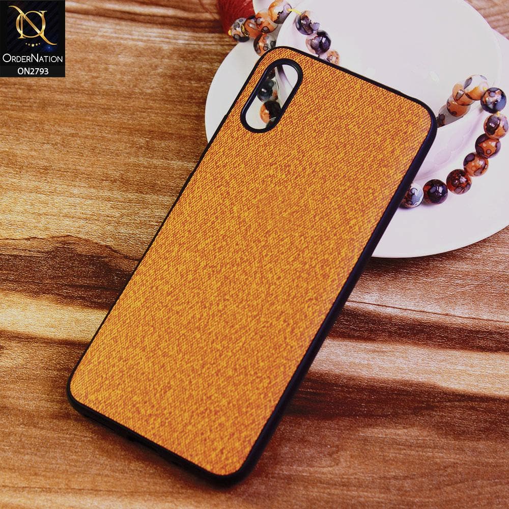 Xiaomi Redmi 9A Cover - Mustard -  New Jeans Fabric Texture Leather Soft Case