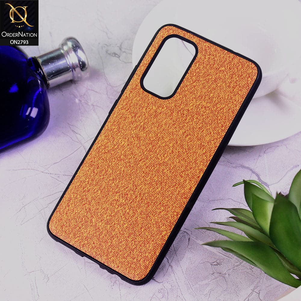 Vivo V19 Cover - Mustard - New Jeans Fabric Texture Leather Soft Case