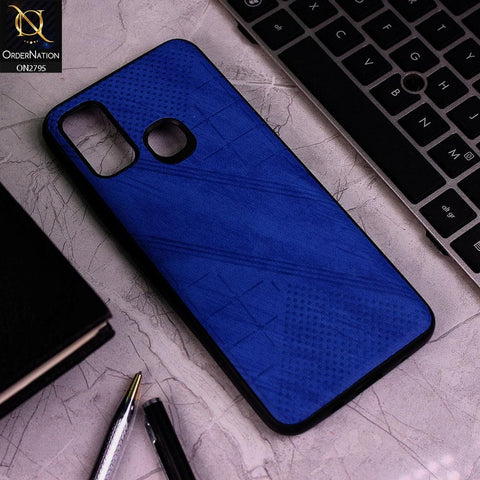 Samsung Galaxy A21s Cover - Blue - Vintage Fabric Look Dotted Soft Case