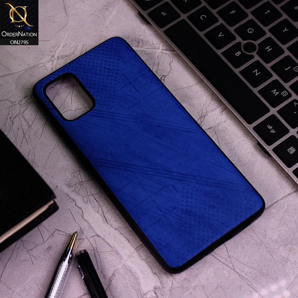 Oppo A92 Cover - Blue - Vintage Fabric Look Dotted Soft Case