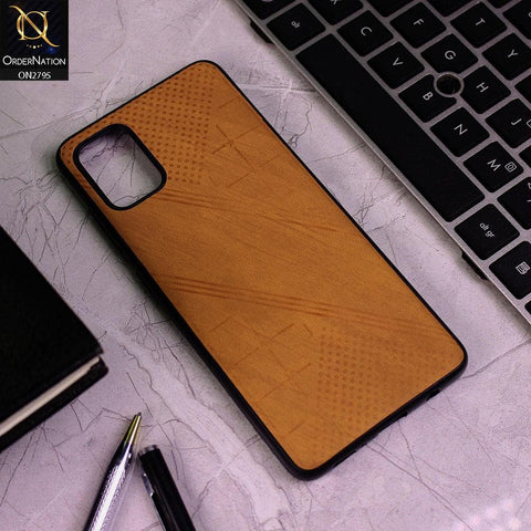 Oppo A72 Cover - Mustard - Vintage Fabric Look Dotted Soft Case