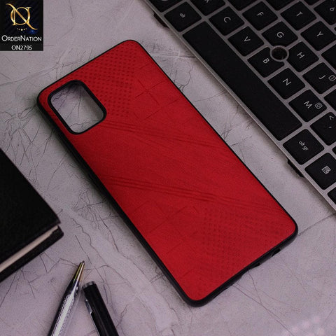 Oppo A72 Cover - Red - Vintage Fabric Look Dotted Soft Case