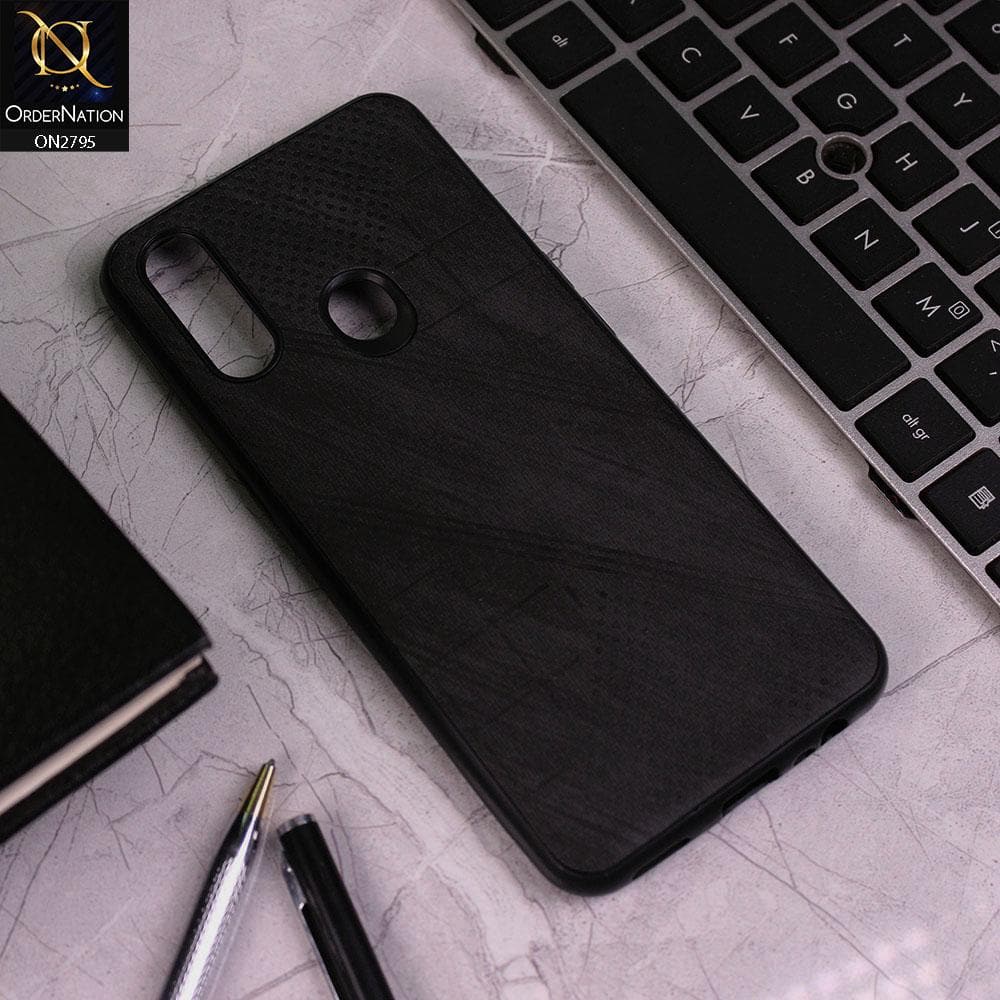 Oppo A8 Cover - Black - Vintage Fabric Look Dotted Soft Case