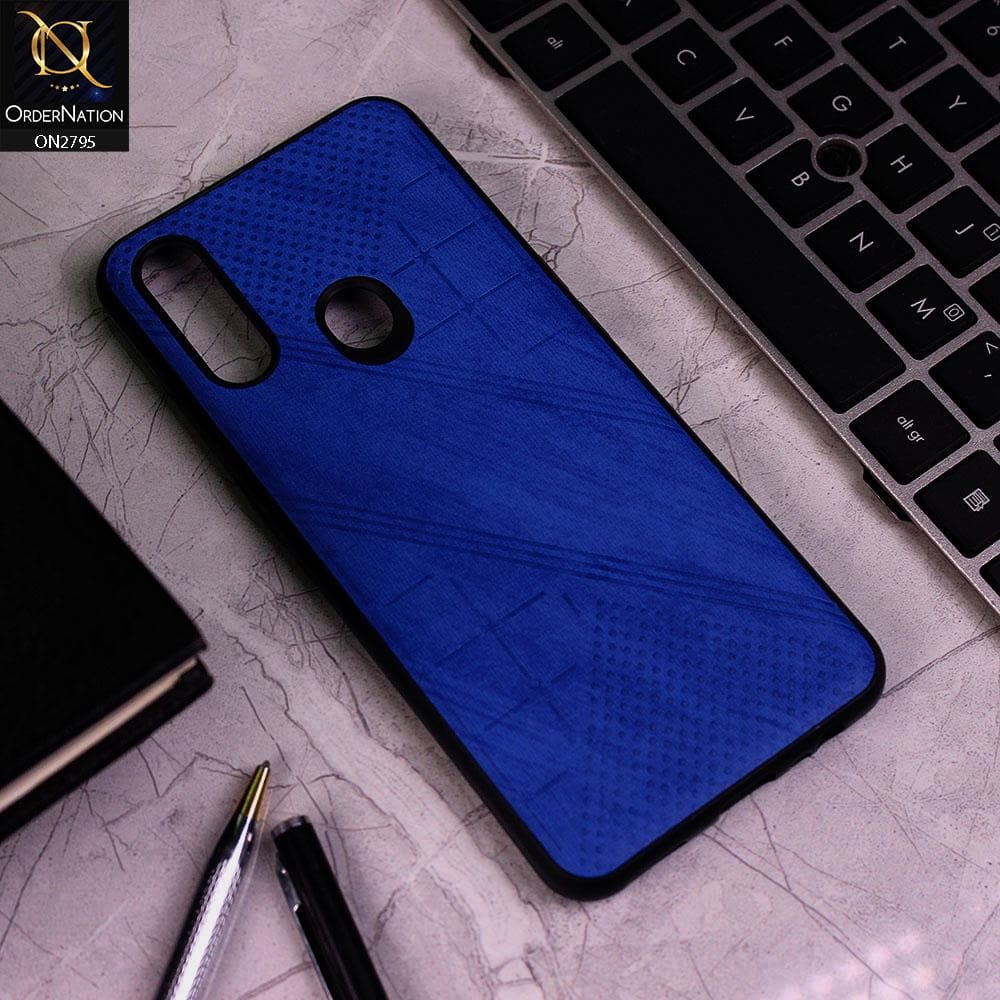 Oppo A31 Cover - Blue - Vintage Fabric Look Dotted Soft Case