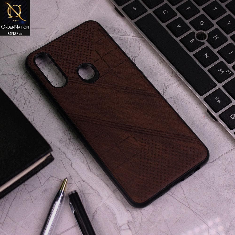 Oppo A8 Cover - Brown - Vintage Fabric Look Dotted Soft Case