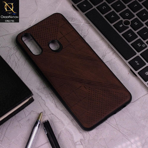 Oppo A8 Cover - Brown - Vintage Fabric Look Dotted Soft Case