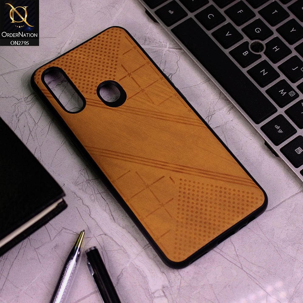 Oppo A8 Cover - Mustard - Vintage Fabric Look Dotted Soft Case