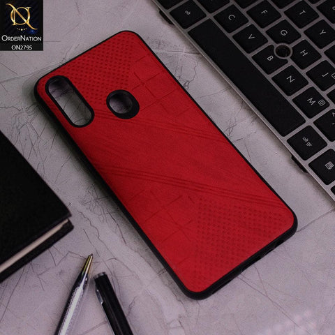 Oppo A8 Cover - Red - Vintage Fabric Look Dotted Soft Case