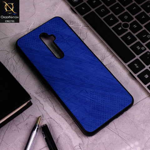 Oppo Reno 2F Cover - Blue - Vintage Fabric Look Dotted Soft Case