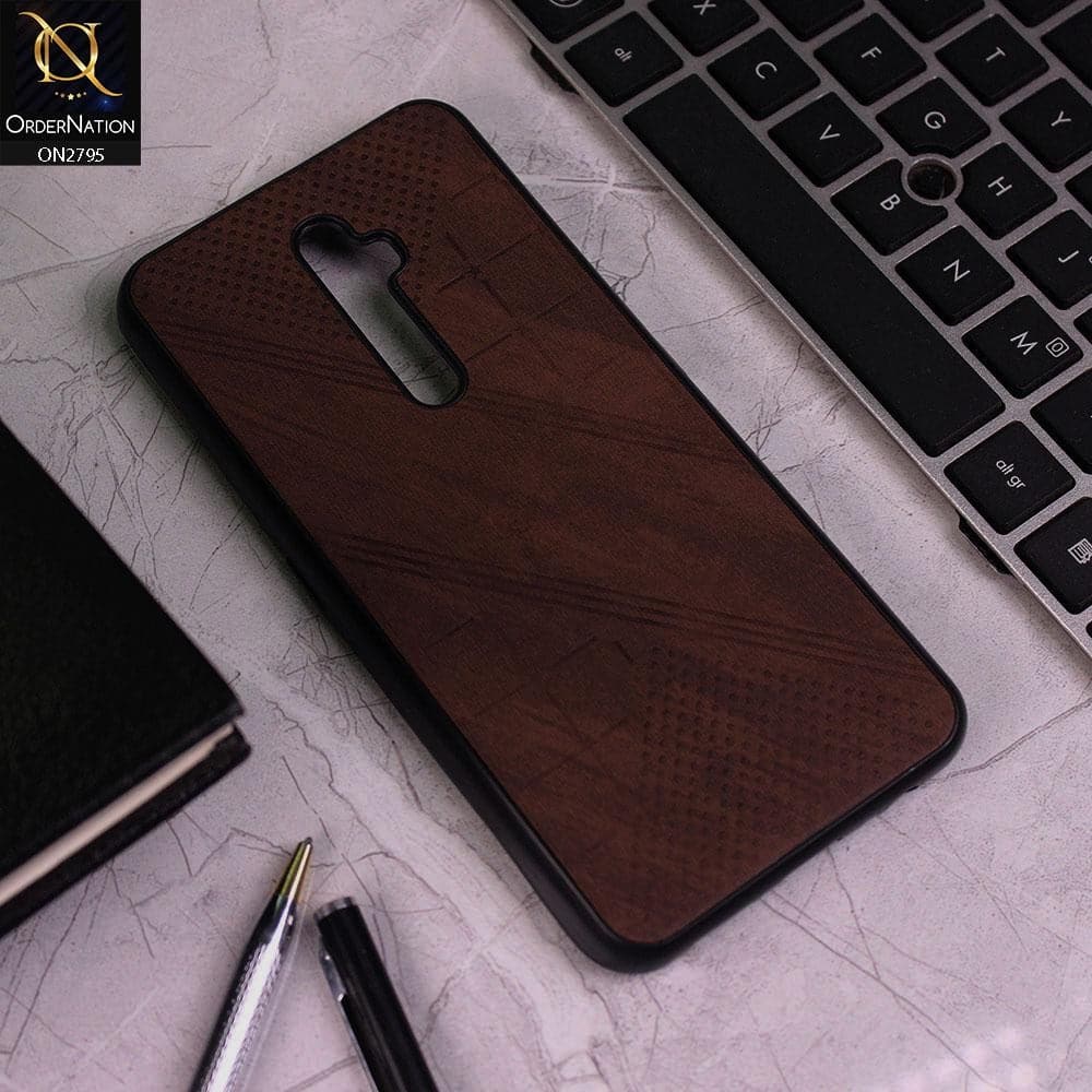 Oppo Reno 2F Cover - Brown - Vintage Fabric Look Dotted Soft Case
