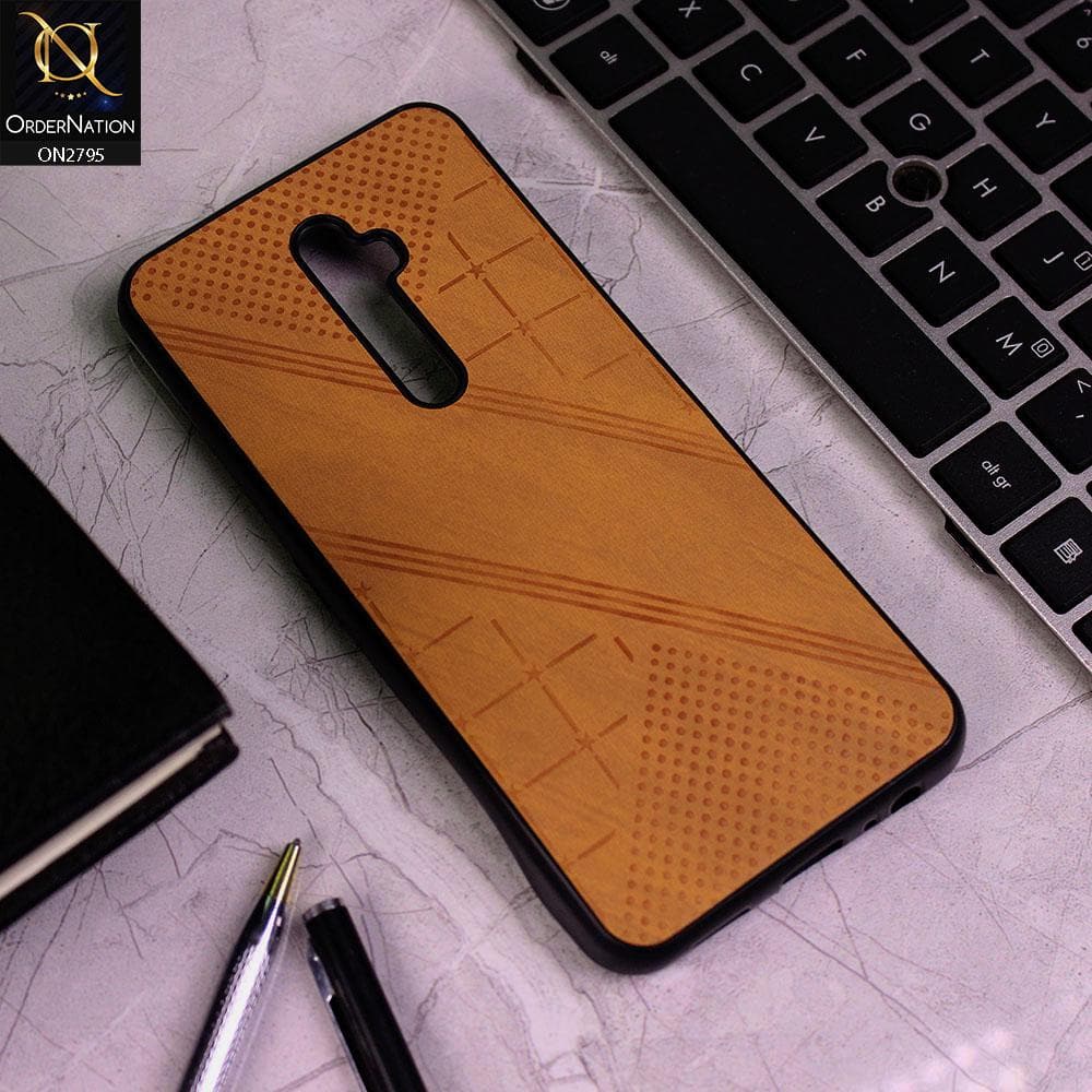 Oppo Reno 2F Cover - Mustard - Vintage Fabric Look Dotted Soft Case