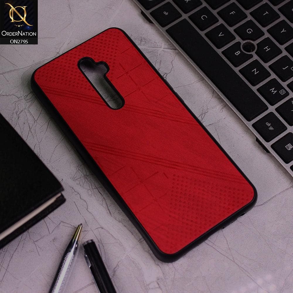 Oppo Reno 2F Cover - Red - Vintage Fabric Look Dotted Soft Case
