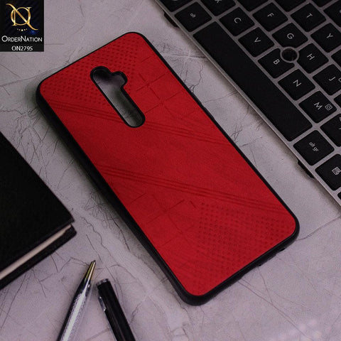Oppo Reno 2Z Cover - Red - Vintage Fabric Look Dotted Soft Case