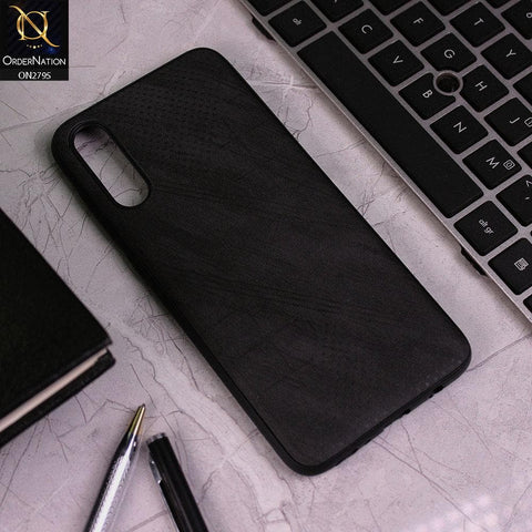 Vivo S1 Cover - Black - Vintage Fabric Look Dotted Soft Case
