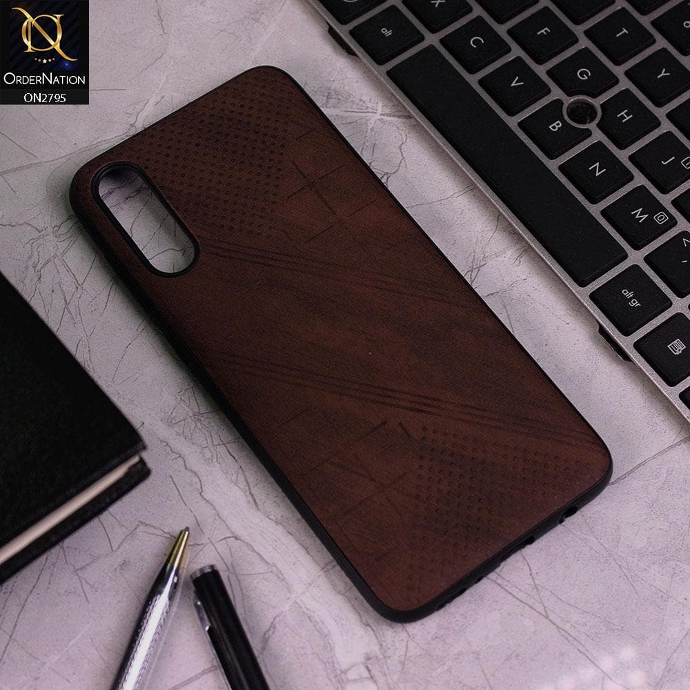 Vivo S1 Cover - Brown - Vintage Fabric Look Dotted Soft Case