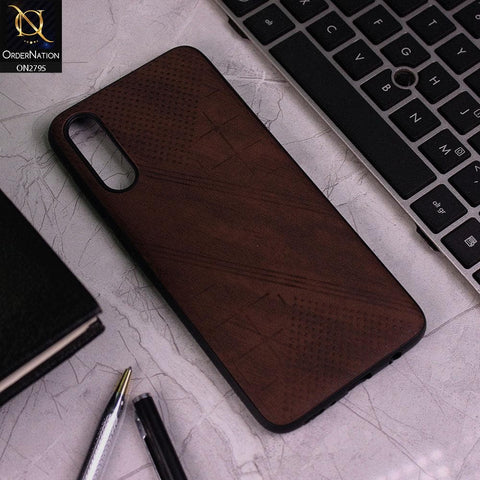 Vivo S1 Cover - Brown - Vintage Fabric Look Dotted Soft Case