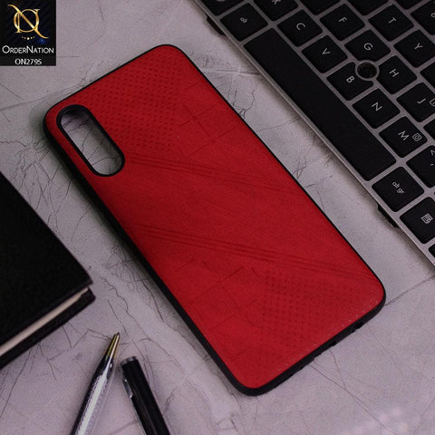 Vivo S1 Cover - Red - Vintage Fabric Look Dotted Soft Case