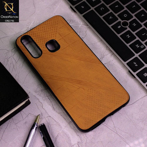 Vivo Y11 2019 Cover - Mustard - Vintage Fabric Look Dotted Soft Case