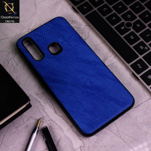 Vivo Y19 Cover - Blue - Vintage Fabric Look Dotted Soft Case