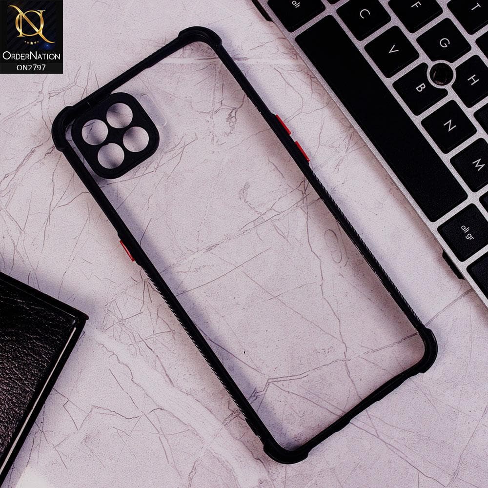 Oppo F17 Pro Cover - Black - Camera Protection Shiny Acrylic Anti-Shock Bumper Clear Case