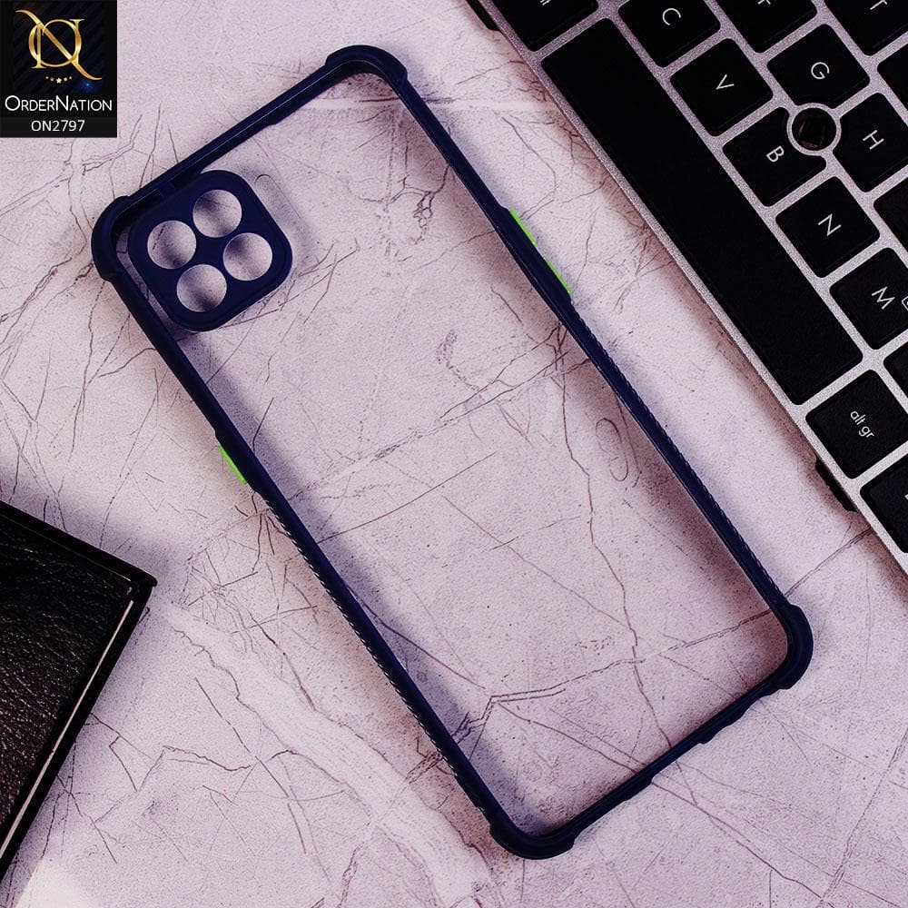 Oppo F17 Pro Cover - Blue - Camera Protection Shiny Acrylic Anti-Shock Bumper Clear Case