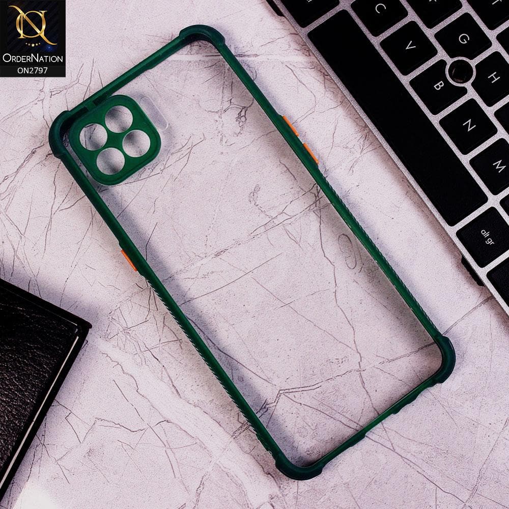 Oppo Reno 4F Cover - Green - Camera Protection Shiny Acrylic Anti-Shock Bumper Clear Case