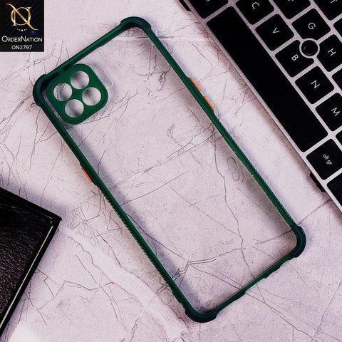 Oppo Reno 4F Cover - Green - Camera Protection Shiny Acrylic Anti-Shock Bumper Clear Case