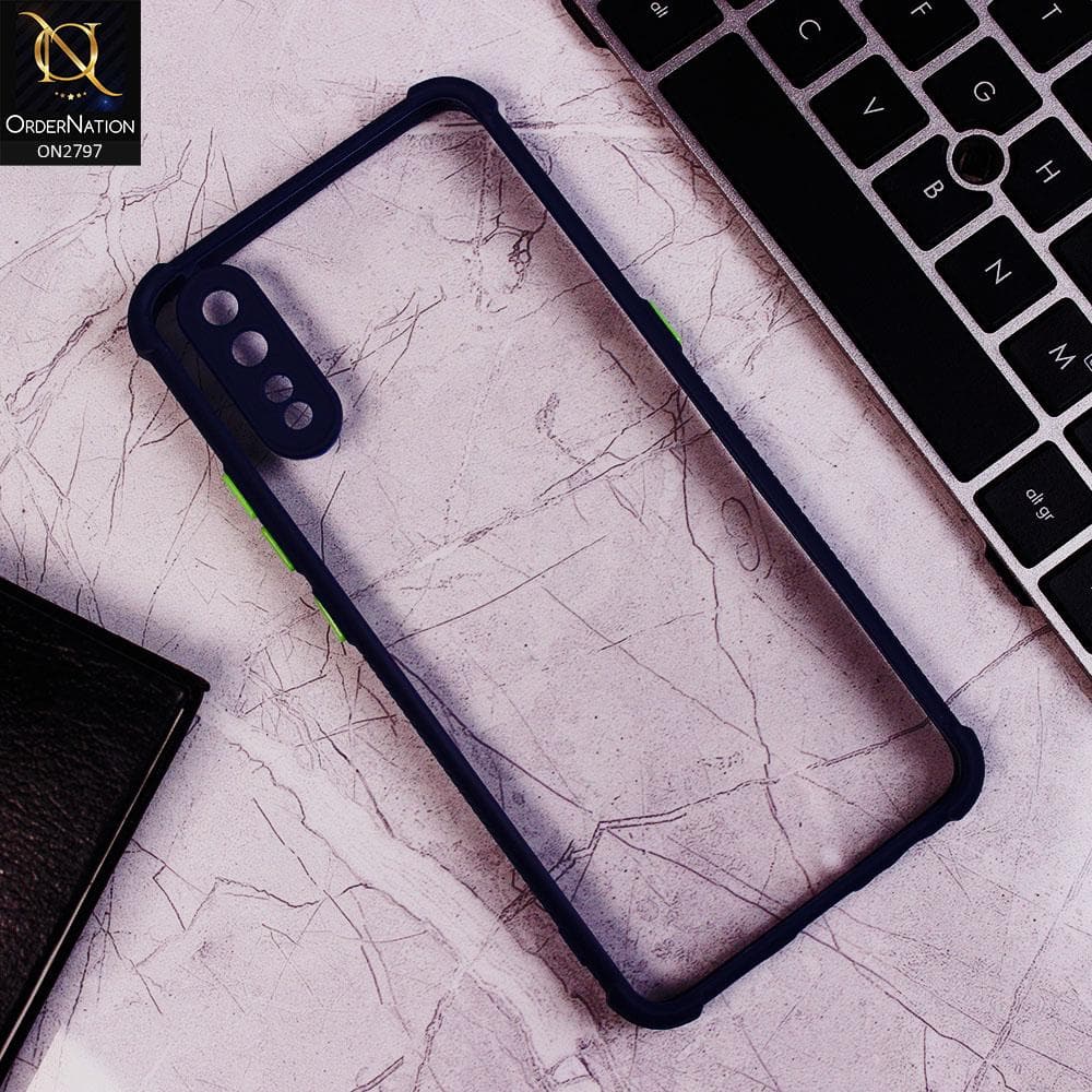 Vivo S1 Cover - Blue - Camera Protection Shiny Acrylic Anti-Shock Bumper Clear Case