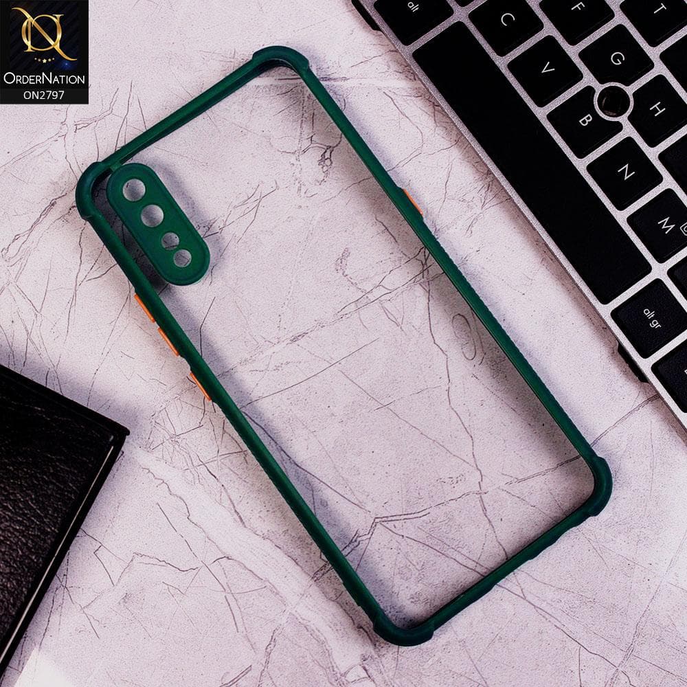 Vivo S1 Cover - Green - Camera Protection Shiny Acrylic Anti-Shock Bumper Clear Case