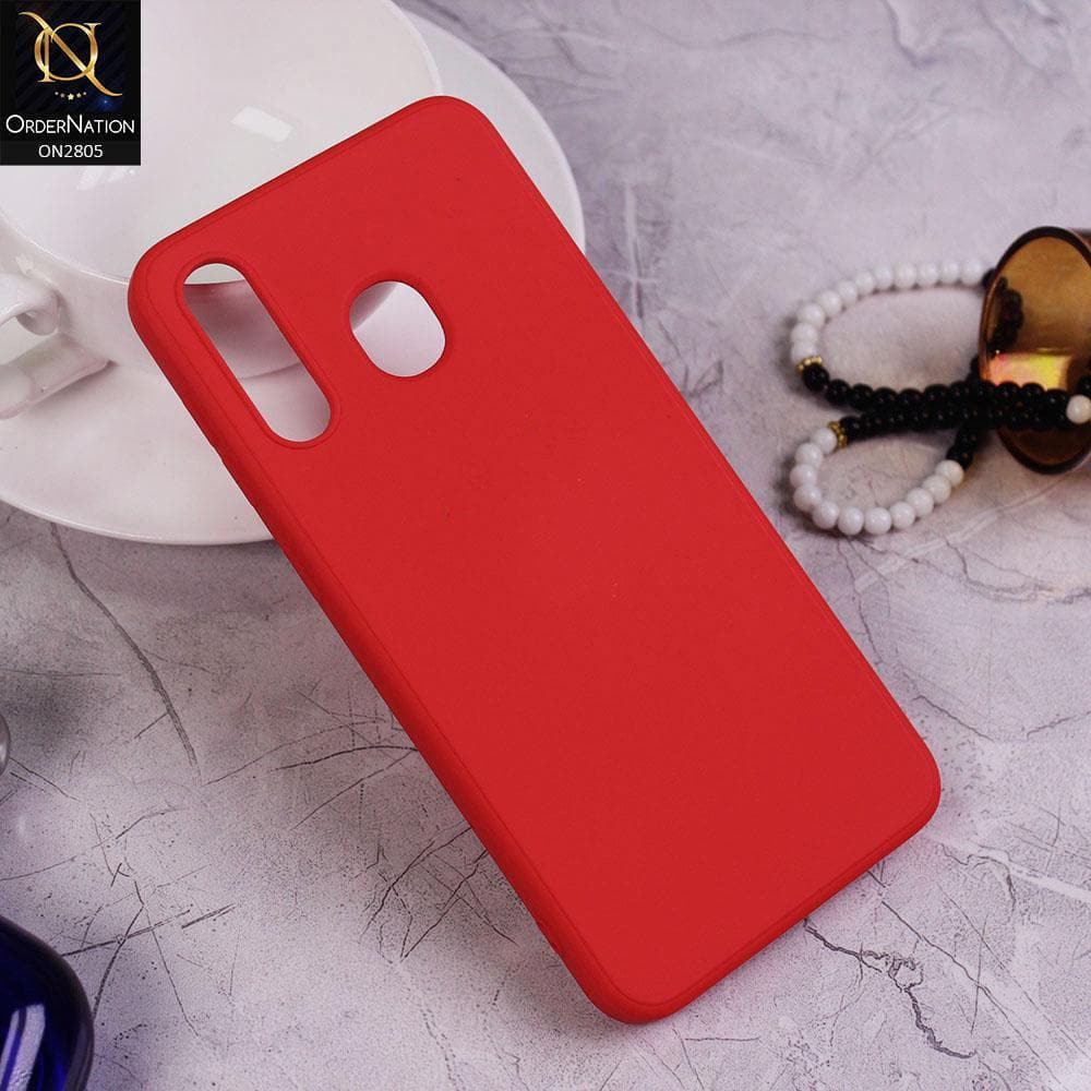 Samsung Galaxy A20 Cover - Red - Soft Silicone Candy Color HQ Silica Gel Shockproof Matte Case