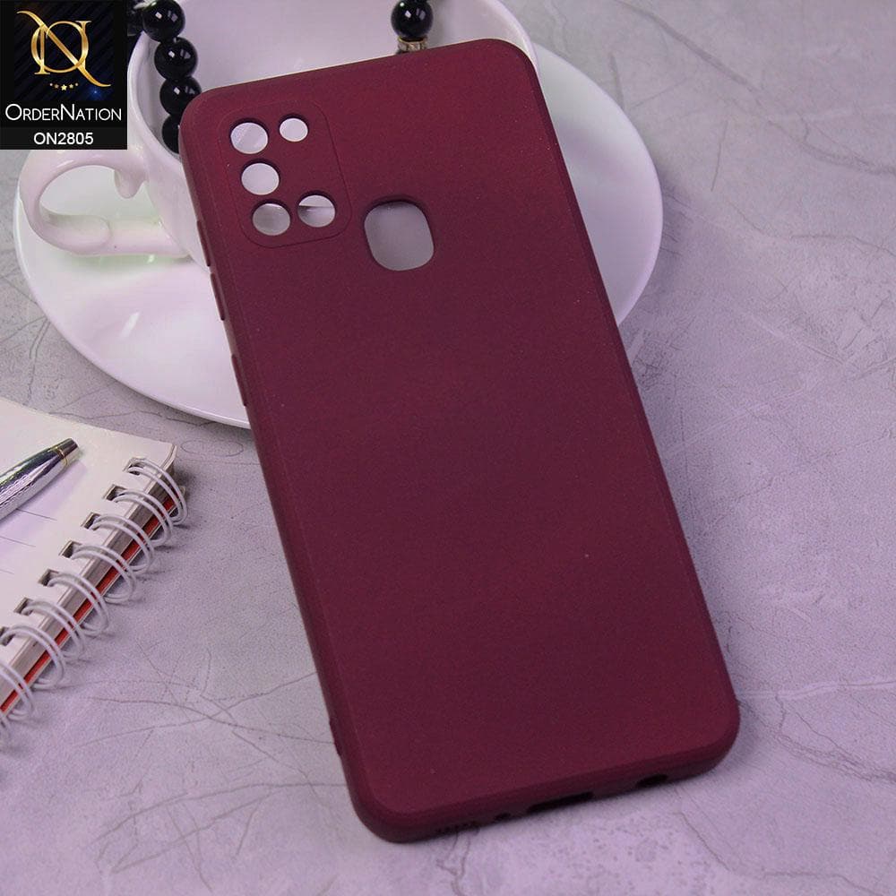Samsung Galaxy A21s Cover - Plum - Soft Silicone Candy Color HQ Silica Gel Shockproof Matte Case