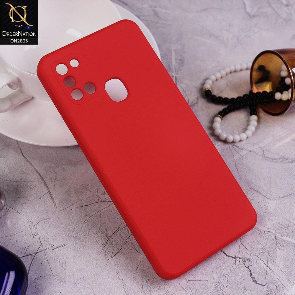 Samsung Galaxy A21s Cover - Red - Soft Silicone Candy Color HQ Silica Gel Shockproof Matte Case