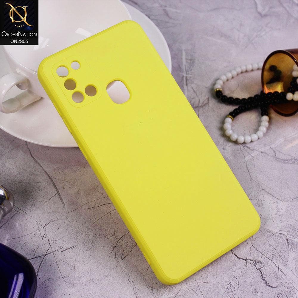 Samsung Galaxy A21s Cover - Yellow - Soft Silicone Candy Color HQ Silica Gel Shockproof Matte Case