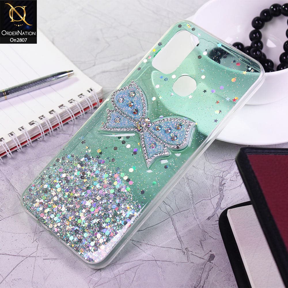 Infinix Hot 9 Play - Green - New Trendy Rhinestone Butterfly Brouge Soft Case
