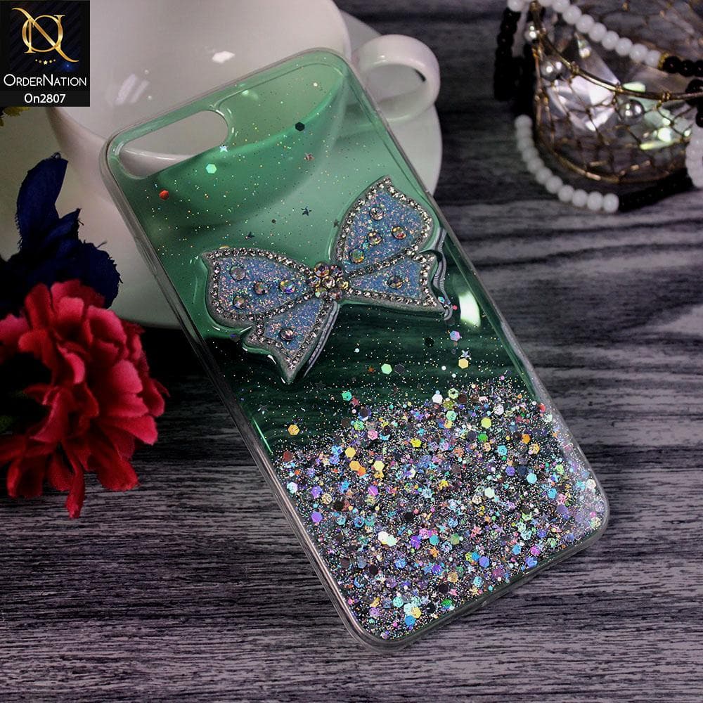 iPhone 8 Plus / 7 Plus - Green - New Trendy Rhinestone Butterfly Brouge Soft Case