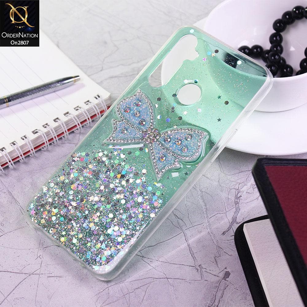 Realme 5s - Green - New Trendy Rhinestone Butterfly Brouge Soft Case