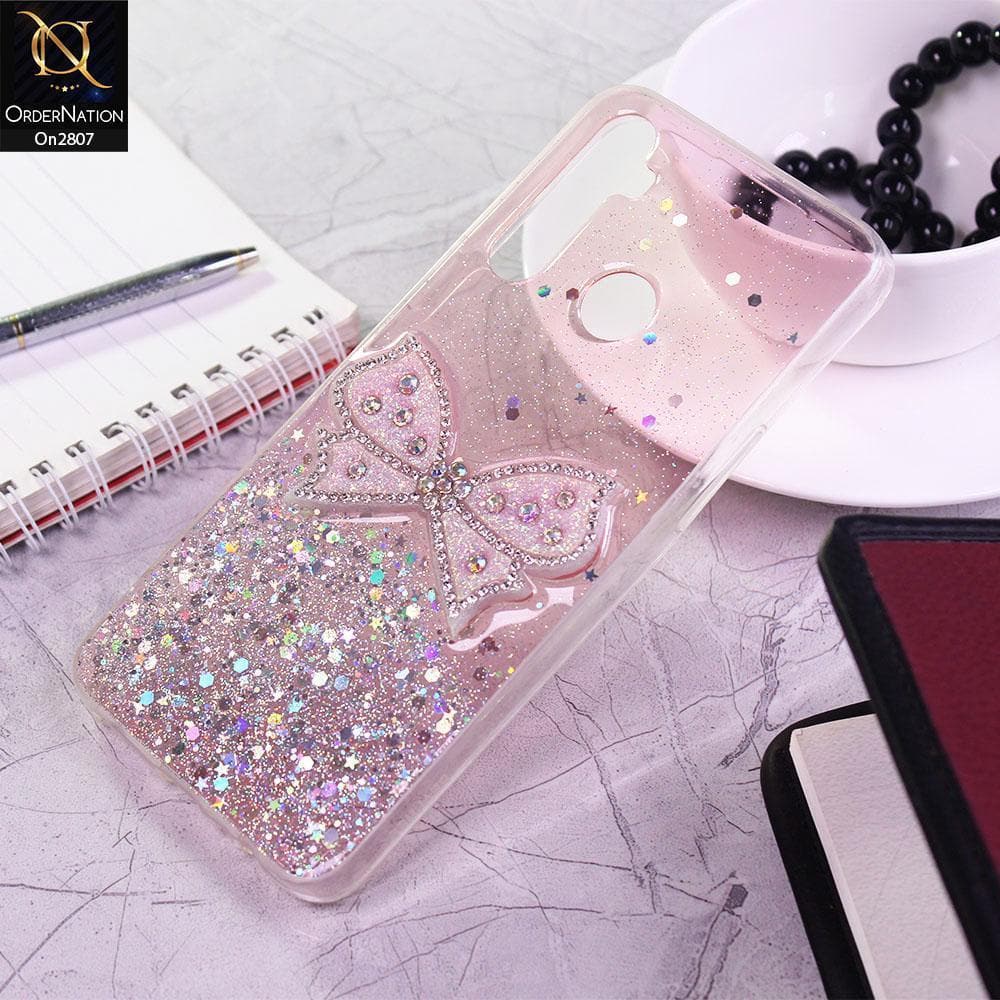 Realme 6i - Pink - New Trendy Rhinestone Butterfly Brouge Soft Case