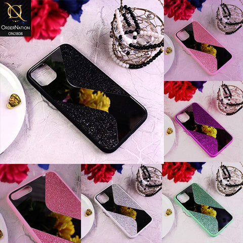 iPhone 11 Cover - White - New Stylish Ziggy Mirror Not Moving Glitter Soft Case