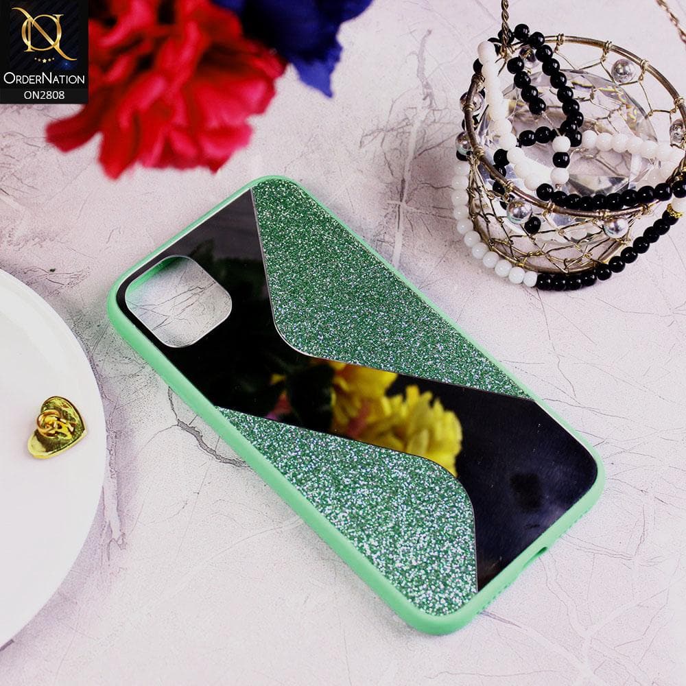 iPhone 11 Cover - Sea Green - New Stylish Ziggy Mirror Not Moving Glitter Soft Case