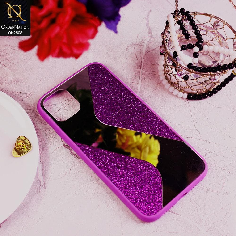iPhone 12 Mini Cover - Purple - New Stylish Ziggy Mirror Not Moving Glitter Soft Case