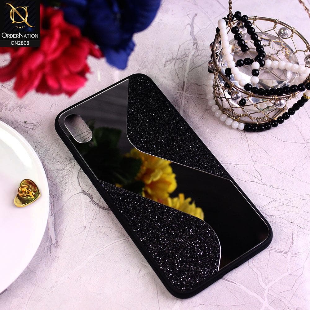 iPhone XS Max Cover - Black - New Stylish Ziggy Mirror Not Moving Glitter Soft Case