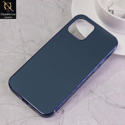 iPhone 12 Pro Cover - Blue - Matt Look Shiny Borders Soft Case