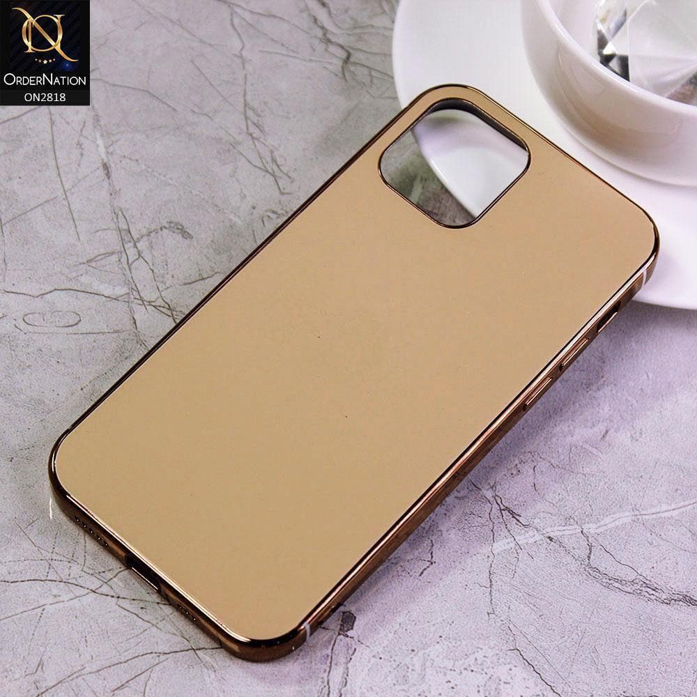 iPhone 13 Mini Cover - Golden - Matt Look Shiny Borders Soft Case