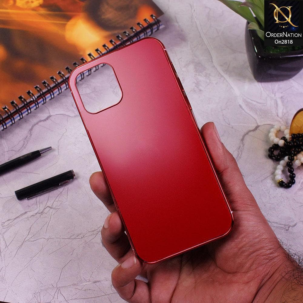 iPhone 12 Pro Max Cover - Red - Matt Look Shiny Borders Soft Case