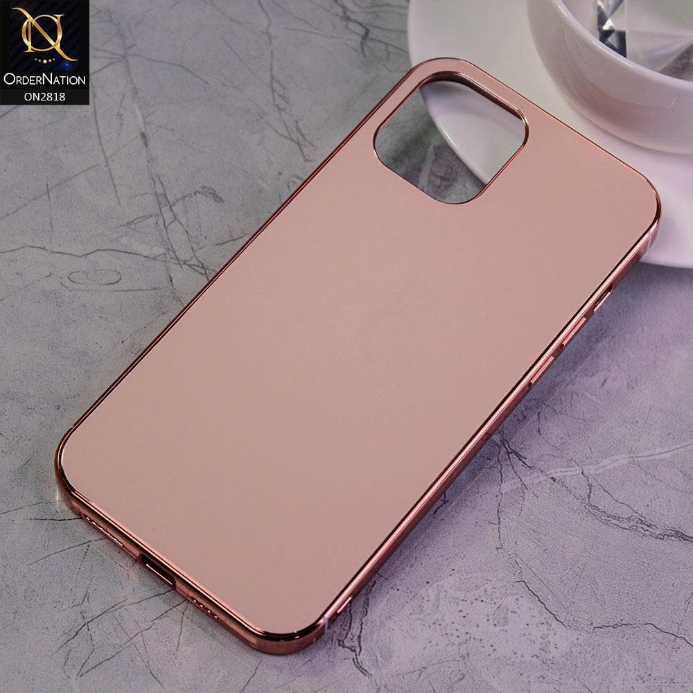 iPhone 12 Pro Max Cover - Rose Gold - Matt Look Shiny Borders Soft Case