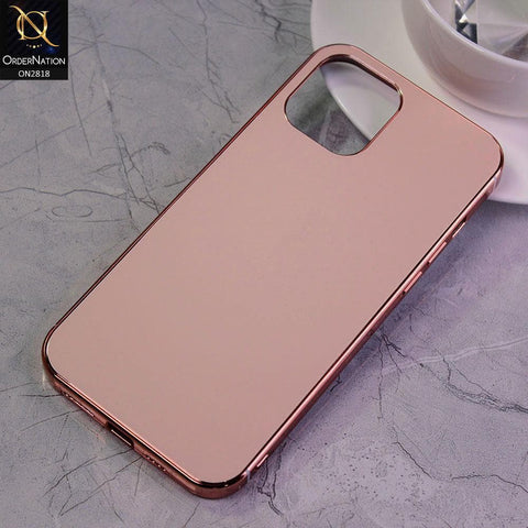 iPhone 12 Pro Max Cover - Rose Gold - Matt Look Shiny Borders Soft Case