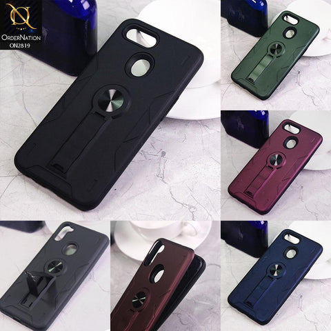 Oppo A8 Cover - Black - 2 in 1 Hybrid Protective Case With Kick Stand